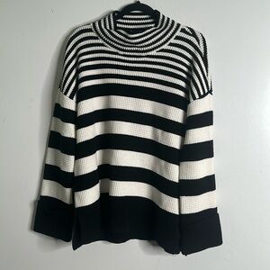 Devotion by cyrus black and white striped sweater size medium